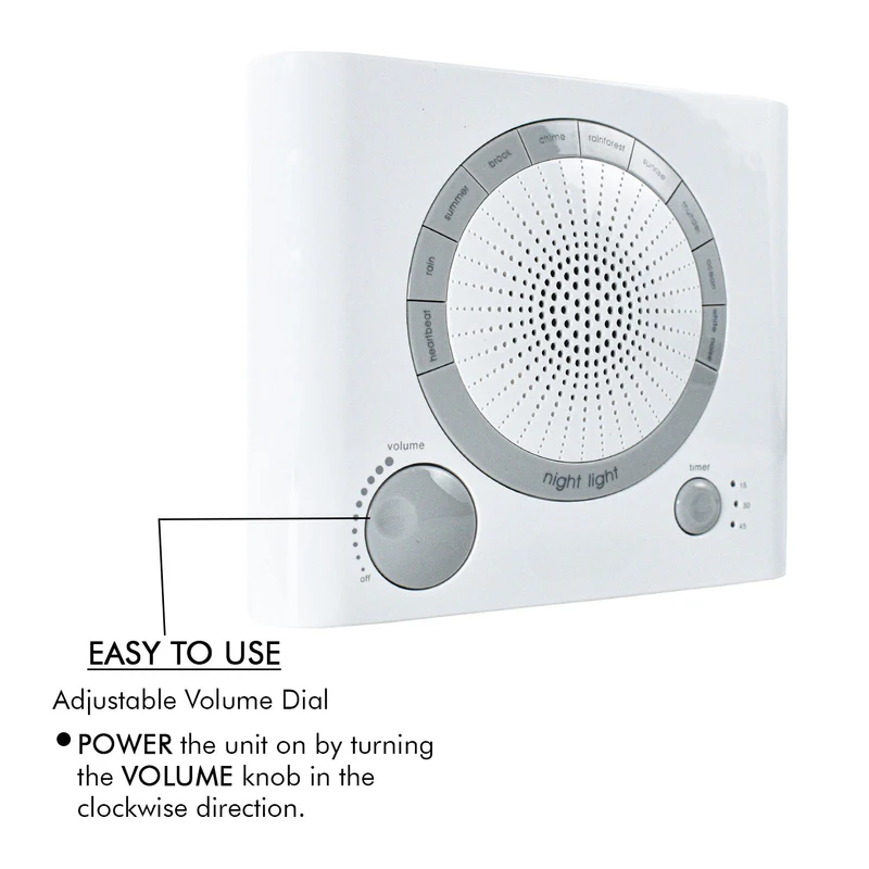 DreamWave: Sleep Therapy Sound Machine with Natural Soothing Sounds, Anxiety Relief, Auto-Off Timer & Battery/Adapter Power Options