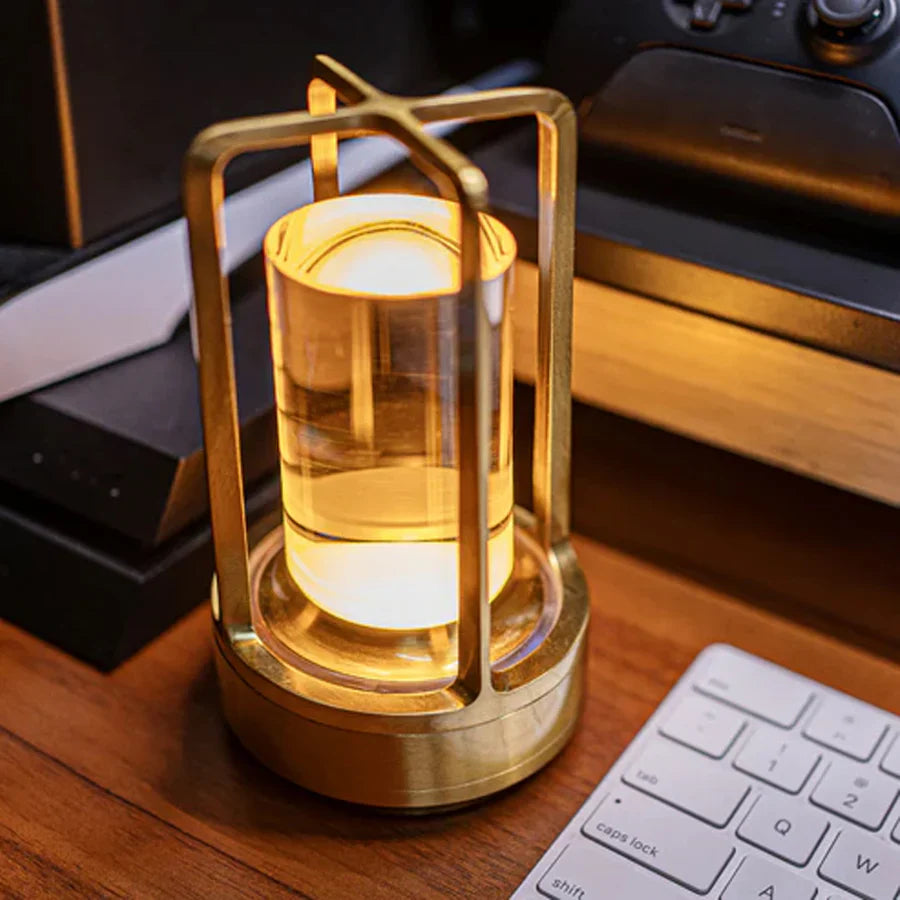 Elegance: Modern Crystal LED Table Lamp with Touch Control, 3-Color Stepless Dimming & Rechargeable Cordless Design for Home & Outdoor Décor