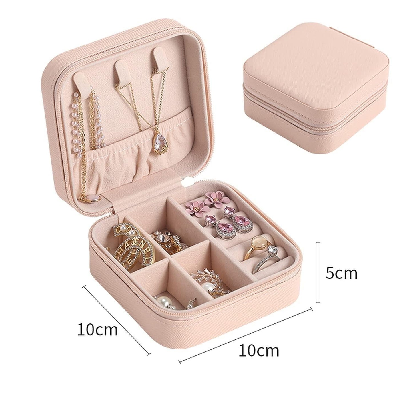 Pouch: Portable Travel Jewelry Organizer with PU Leather Zipper Case & Dividers for Rings, Earrings & Necklaces