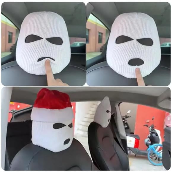 Mugz: Car Seat Mask Headrest Covers (Set of 2) – Universal Fit for Car Interiors, Powerful Decoration & Headrest Protection