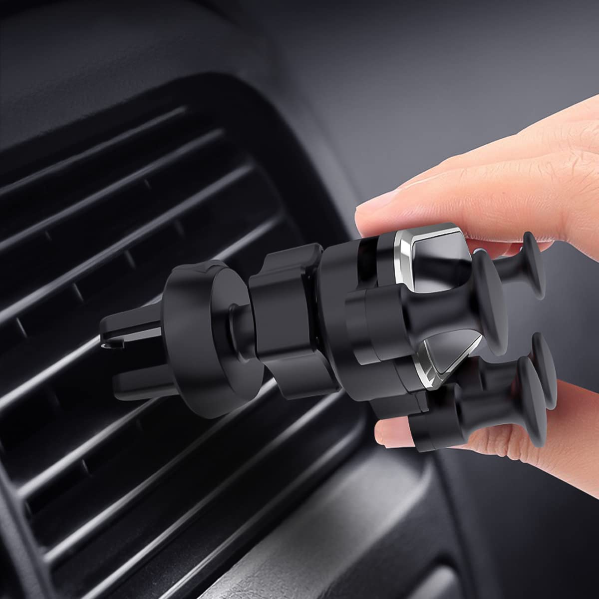 GripLock: Universal Car Phone Holder with Adjustable Gravity Grip & Air Vent Mount for Smartphones