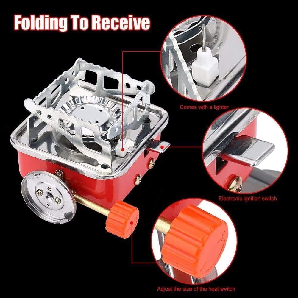 FlameX: Portable & Foldable Windproof Butane Camping Stove with High Heat Output for Outdoor Cooking, Hiking & Adventures