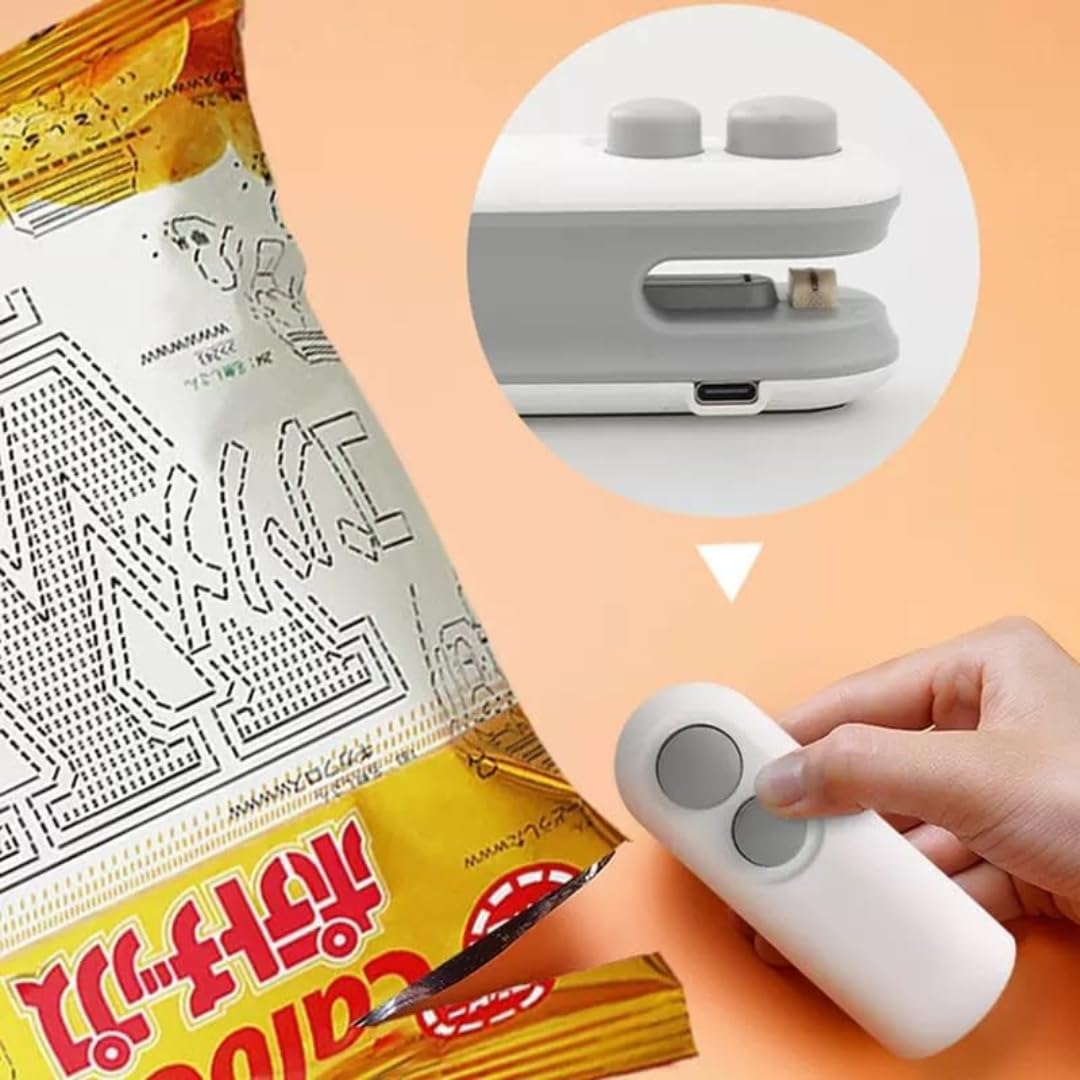 Sealy: 2-in-1 Mini Bag Sealer & Cutter, USB-C Rechargeable Portable Handheld Food Storage Sealing Machine for Snacks, Chips & Plastic Packets