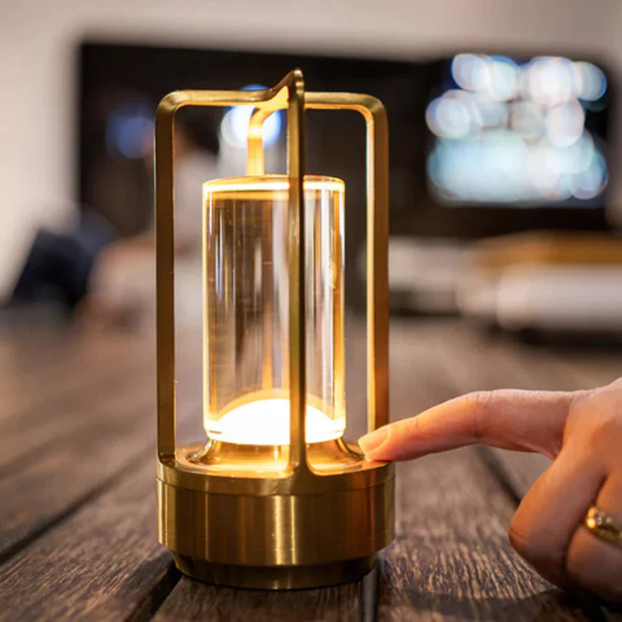 Elegance: Modern Crystal LED Table Lamp with Touch Control, 3-Color Stepless Dimming & Rechargeable Cordless Design for Home & Outdoor Décor