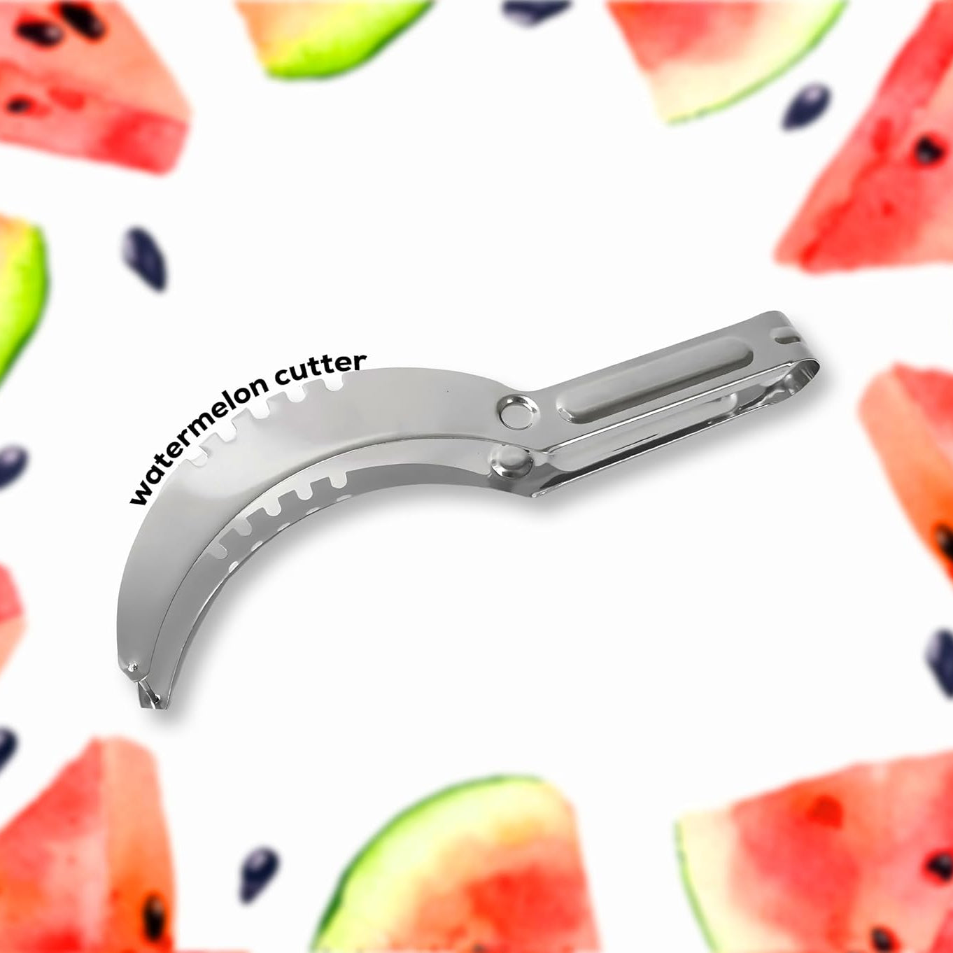 Slicey: 3-in-1 Stainless Steel Watermelon Cutter, Easy Grip Slicer Tool for Perfectly Cutting Melons, Cantaloupes & Pineapples with Precision & Speed