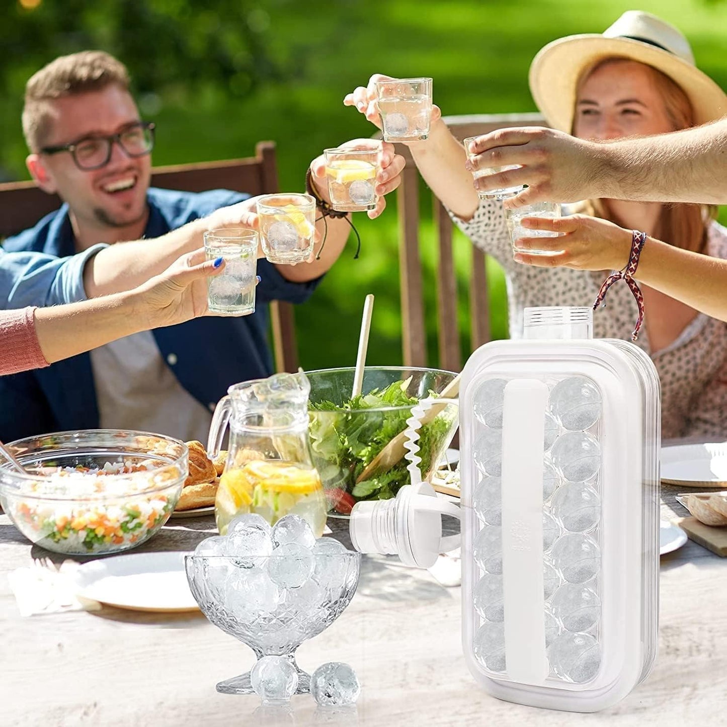 Frostee: 2-in-1 Ice Ball Maker Bottle with 17 Grids – Portable Freezer Kettle & Water Jug for Cocktails, Juice, Coffee, Whiskey & Cold Beverages