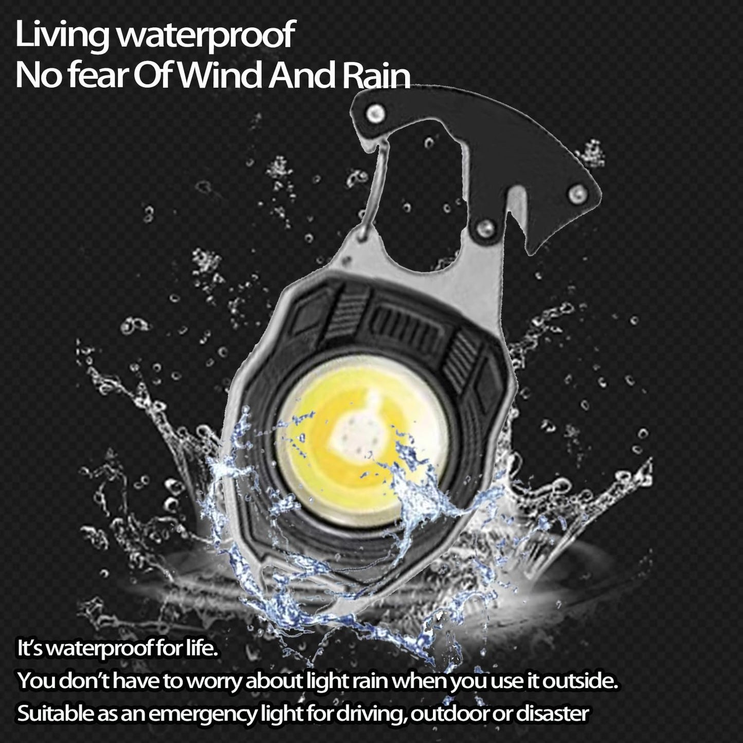 Glowbit: Ultimate 9-in-1 COB Keychain LED Work Light with Magnetic Back, Lighter, Bottle Opener, Screwdriver, Whistle, Seatbelt Cutter, Foldable Stand & Carabiner with USB-C Charging