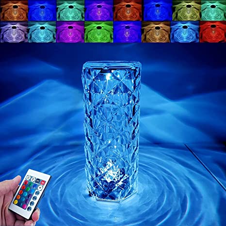 Lucidity: crystal Aura Night Light with 16-Color Changing LED, USB Rechargeable Touch Control & Diamond Cut Design for Bedroom & Décor