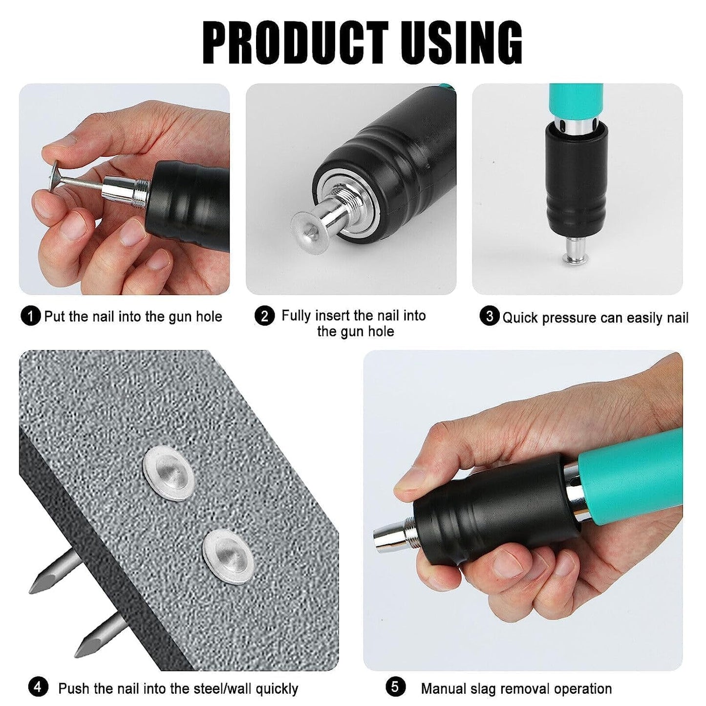 Shooter: Adjustable Manual Concrete Nail Gun for Wall Fixing, Woodworking & Portable Nail Shooting