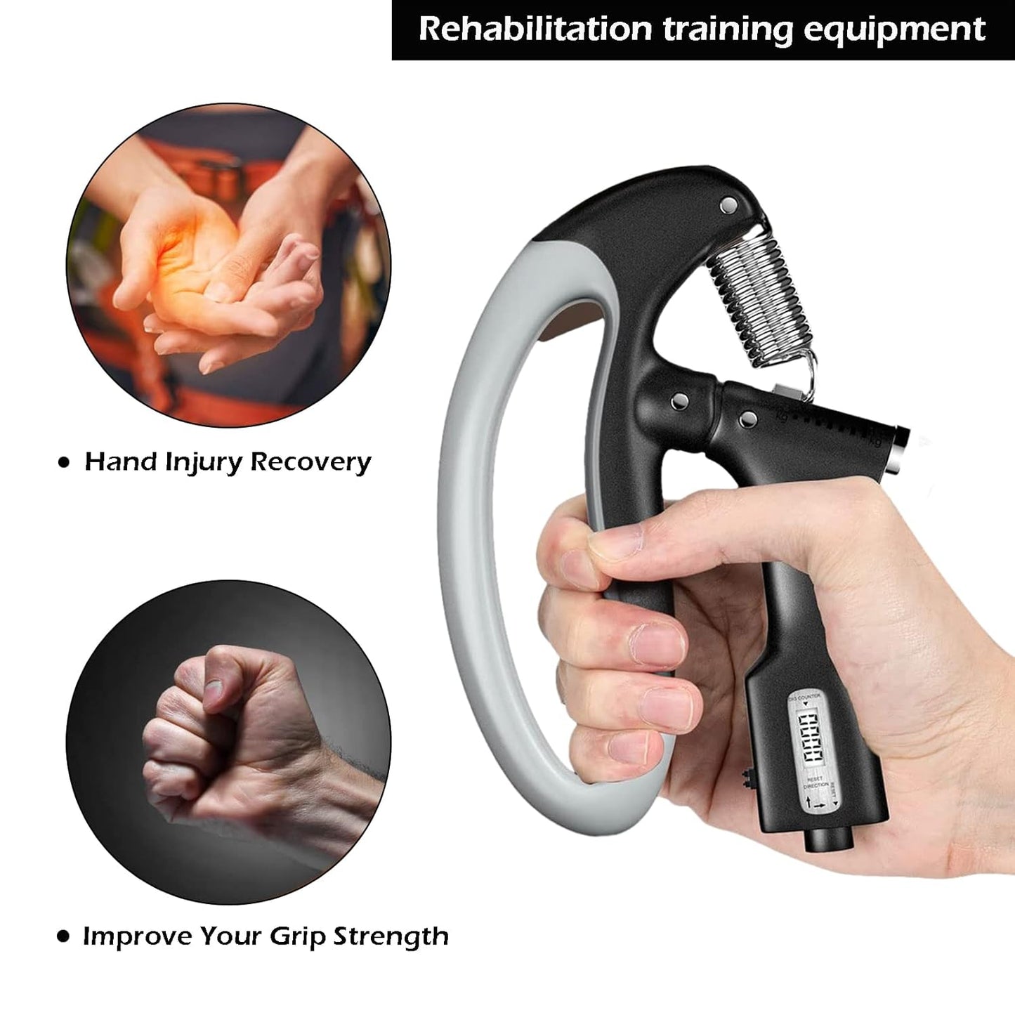Grippy: Adjustable Hand Grip Strengthener with Built-In Counter, 10kg to 100kg Resistance Trainer for Wrist & Forearm Muscle Building