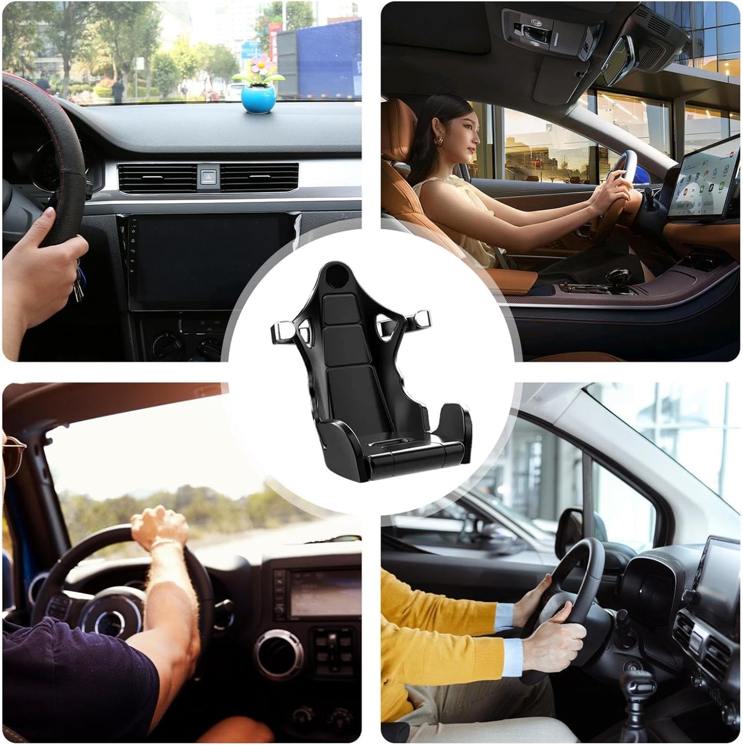 SeatRacer: Racing Seat-Inspired Phone Holder for Desk, Car Vent & Gaming Setup, Hands-Free Mount with Sporty Simulator Design