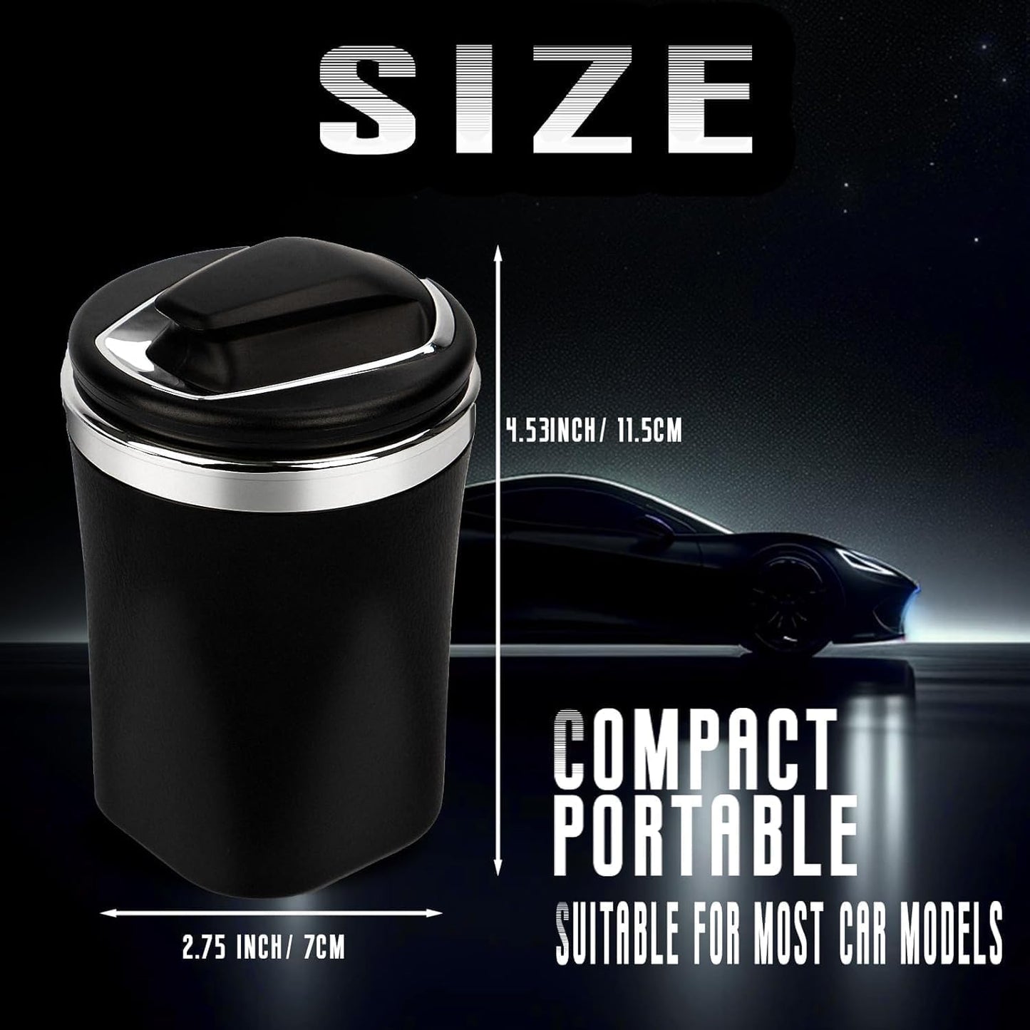 SmokeTrap: Portable Car Ashtray with Smell-Proof Lid & LED Light – Ideal for Cup Holders & Travel Use