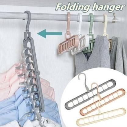 Hangaroo: 3-Pack Space-Saving Folding Hangers with 360° Swivel Hook & 9-Hole Anti-Skid Design for Closet Organization