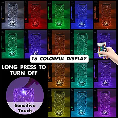 Lucidity: crystal Aura Night Light with 16-Color Changing LED, USB Rechargeable Touch Control & Diamond Cut Design for Bedroom & Décor