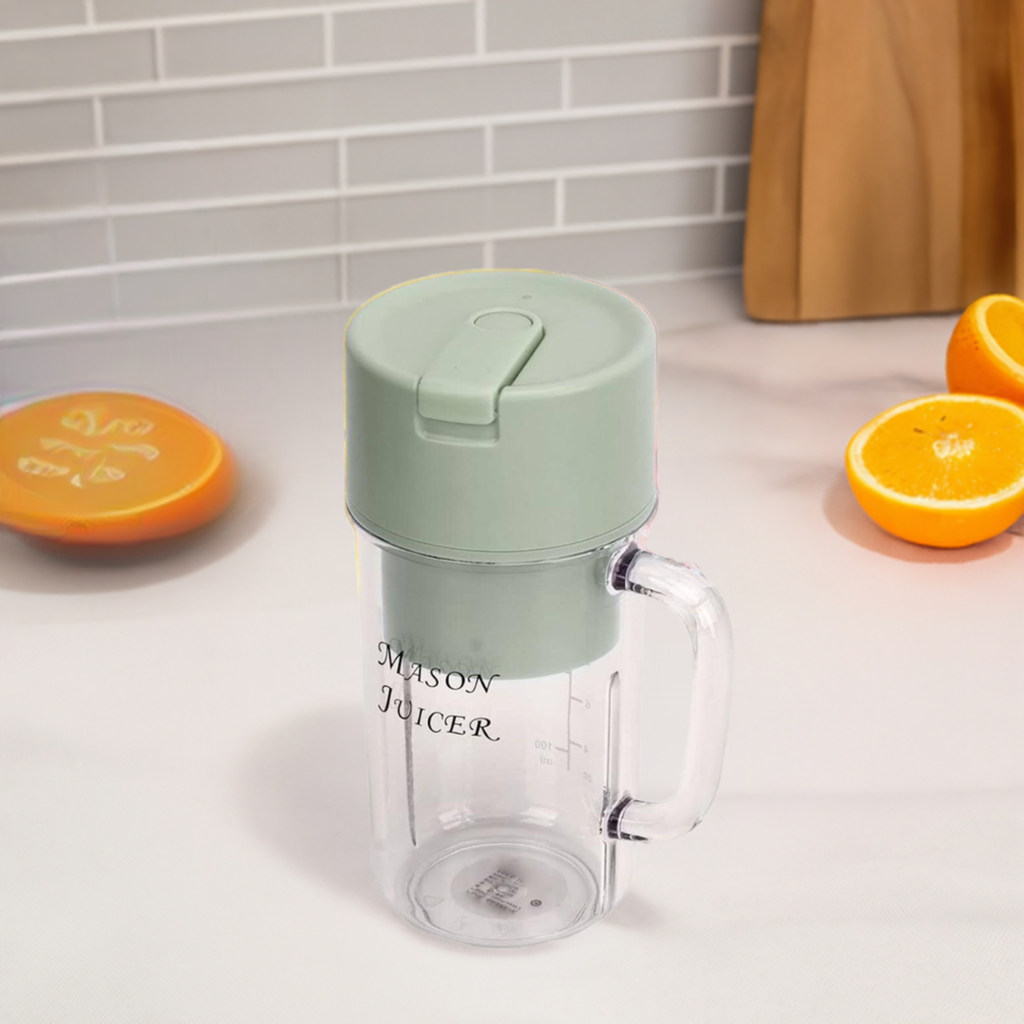 Blendy: Mason Jar Portable Smoothie Blender & Juicer USB Rechargeable with Handle, Straw & Easy-Cleaning