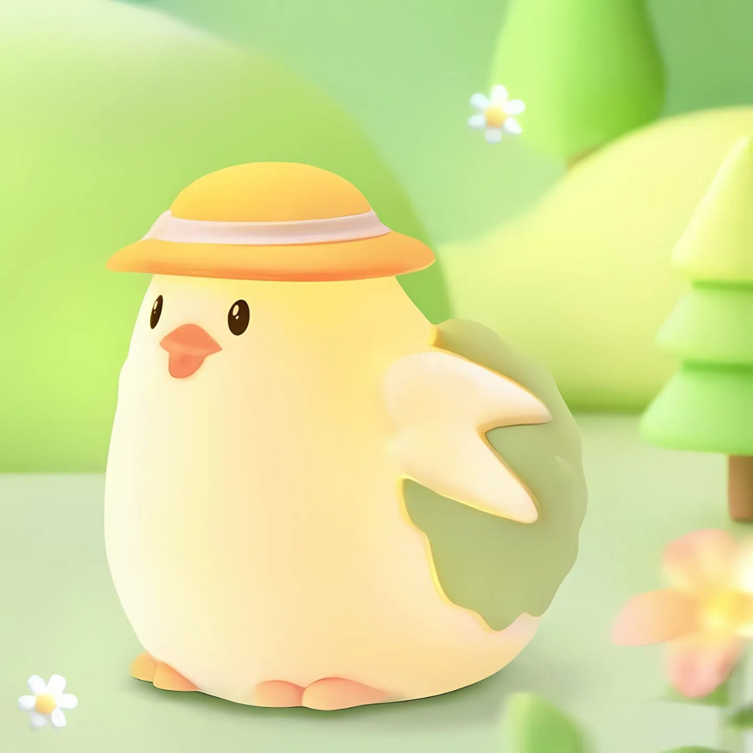 Chicklet: Cute Silicone Chicken & Lettuce RGB LED Night Lamp – Soft & Squishy Touch Light for Kids’ Bedroom, Nursery & Gifts