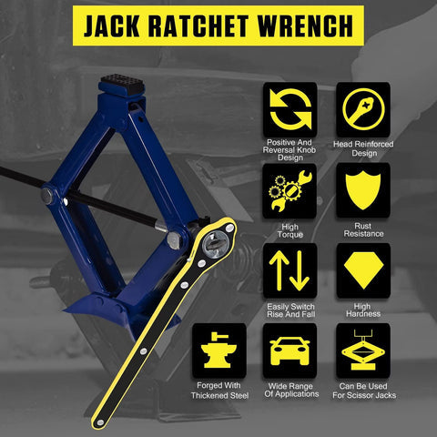LiftMate: Car Jack & Lug Ratchet Wrench Set with Labor-Saving Design & 360° Reversible Knob for Easy Tire Lifting