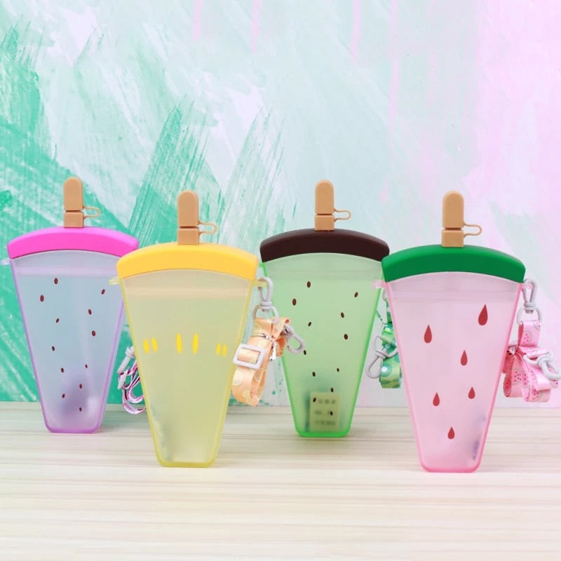 FruitChill: Aesthetic Watermelon Sipper Bottle with Straw & Adjustable Strap – Portable & BPA-Free for Travel & Daily Use