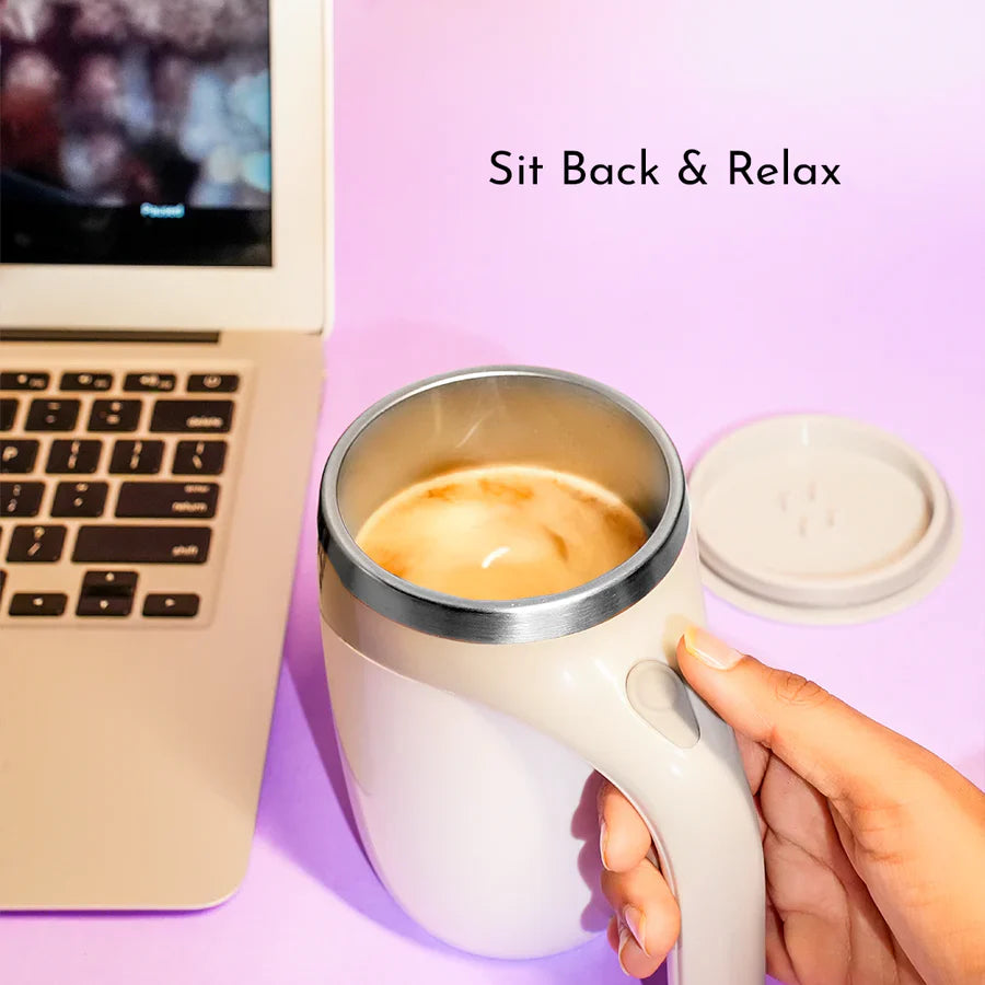 MagStir: Self-Stirring Magnetic Coffee Mug with Lid for Coffee, Milk, Protein Shakes & Hot/Cold Beverages