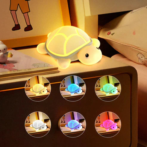 Tappy: Adorable Silicone Turtle Night Lamp – BPA-Free, USB Rechargeable Soft LED Light with Tap Control for Bedroom Ambience, Kids’ Gifting & Cozy Décor