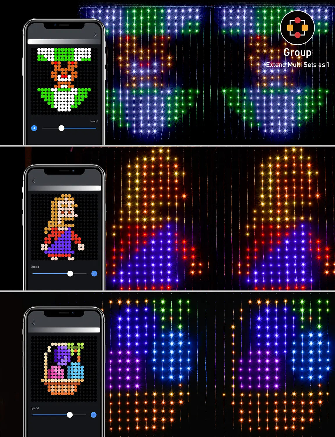 Pixelo: Smart ARGB Curtain Light with 400 LEDs, Bluetooth App Control, Music Sync & Customizable Patterns & Text