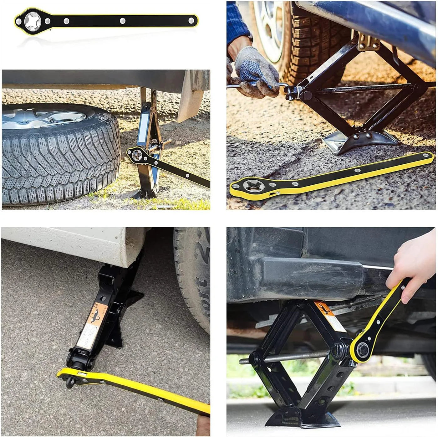 LiftMate: Car Jack & Lug Ratchet Wrench Set with Labor-Saving Design & 360° Reversible Knob for Easy Tire Lifting