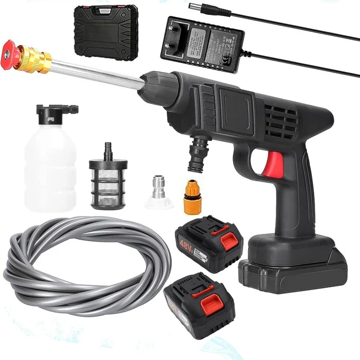 PowerJet: Cordless 48V High-Pressure Car Washer with 12,000mAh Dual Battery, Adjustable Nozzle & 5M Hose for Bike & Car Cleaning