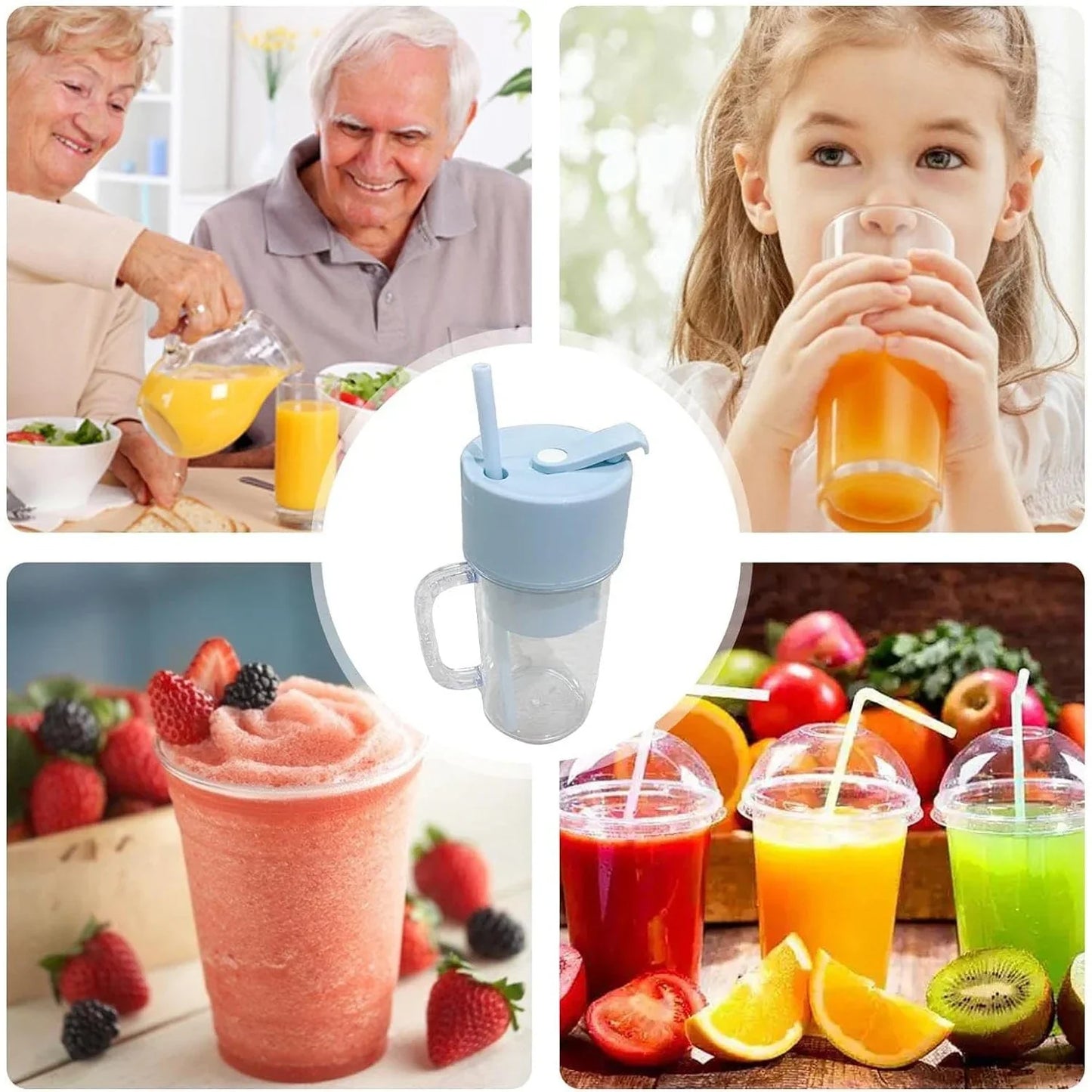 Blendy: Mason Jar Portable Smoothie Blender & Juicer USB Rechargeable with Handle, Straw & Easy-Cleaning