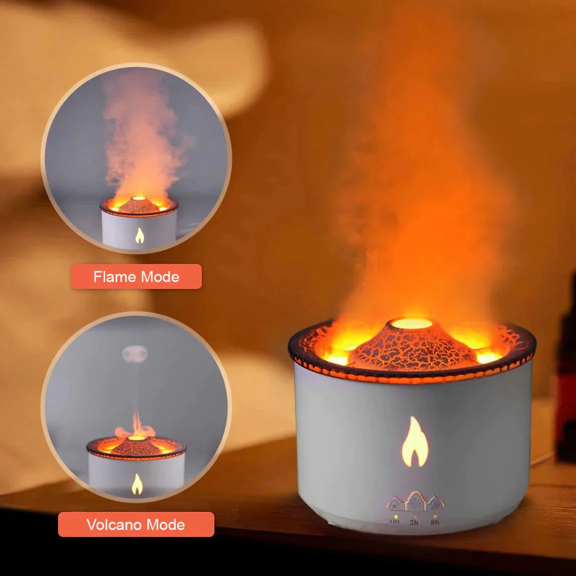 Essence: Enchanting Volcano Humidifier & Aromatherapy Diffuser with Flame Effect, Cool Mist & Auto Shut-Off