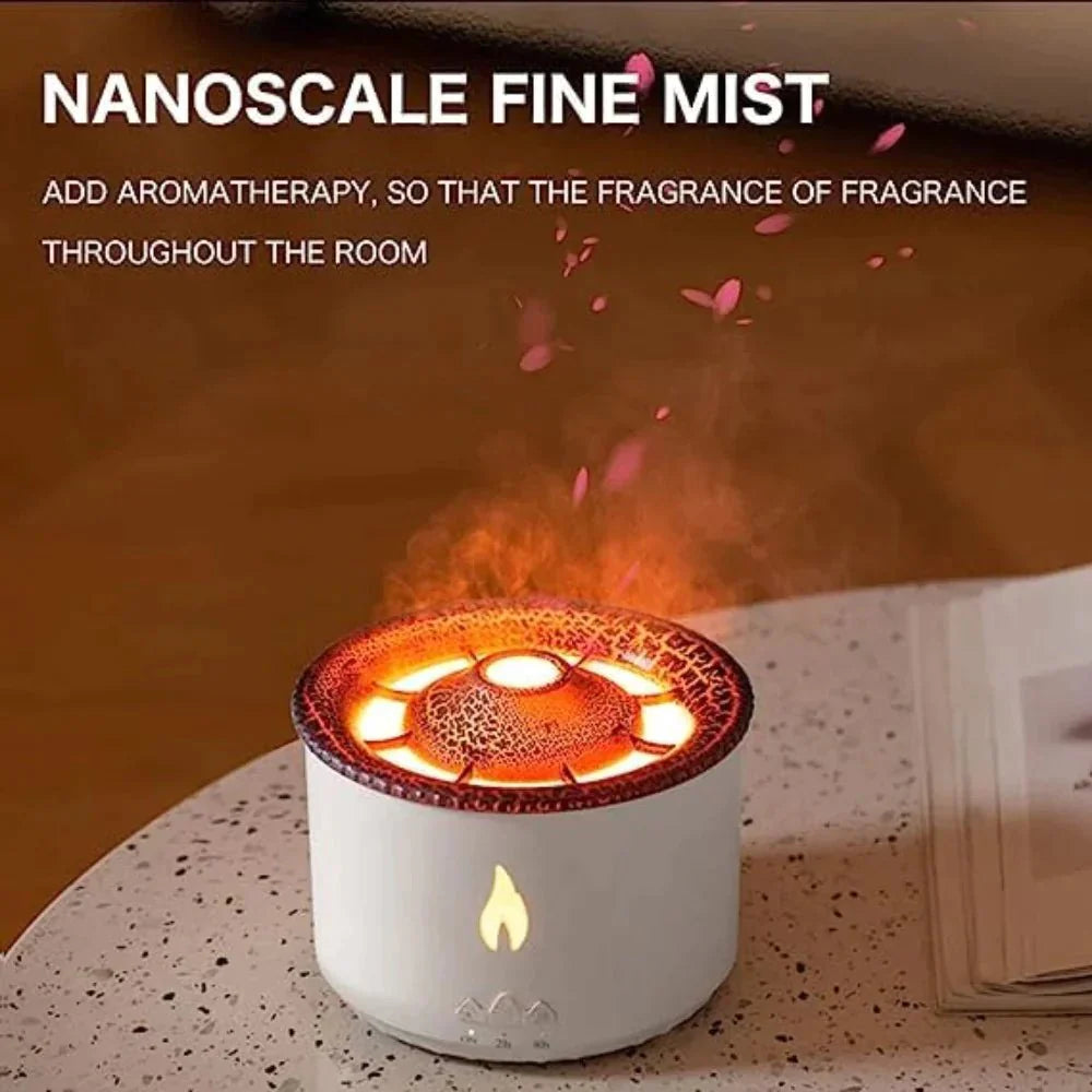 Essence: Enchanting Volcano Humidifier & Aromatherapy Diffuser with Flame Effect, Cool Mist & Auto Shut-Off