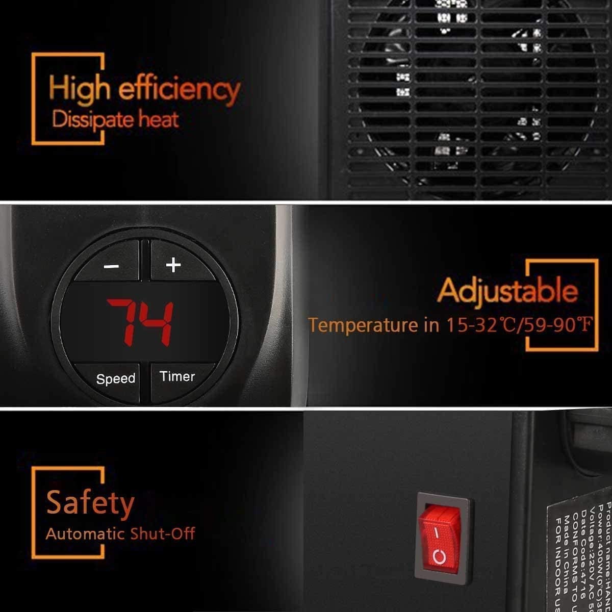 Roomie: Portable 400W Wall Socket Heater with LED Display & Adjustable Temperature Control for Home & Office