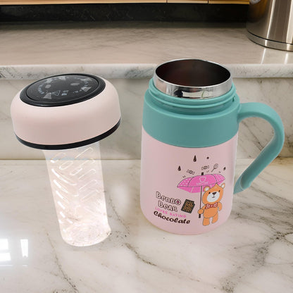 CuteSip: Smart LED Vacuum Bottle (600ml) – Cute Bear Design, Temperature Display & Gift-Ready Packaging