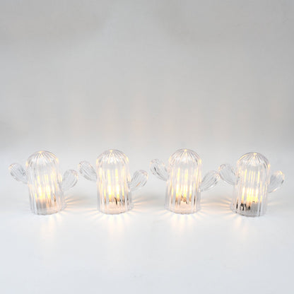 CactiGlow: Cute Cactus LED Night Light Set of 4 Warm & Cozy Portable Lamps for Home Décor, Desk & Gifts