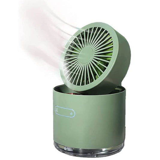 DeskChill: Portable 3-in-1 Mini Air Cooler & Table Fan with Mist Humidifier, USB Rechargeable & LED Night Light