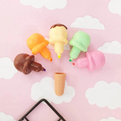 Shweet: Ice Cream-Themed Stackable Highlighter Set – Fun & Colorful Mini Markers for Kids, DIY & Art Projects