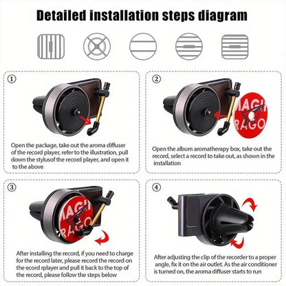 Vintiq: Retro Turntable Car Air Freshener – Clip-On Rotating Vinyl Diffuser with Long-Lasting Aroma & Replacement Pads for Dashboard AC Vents