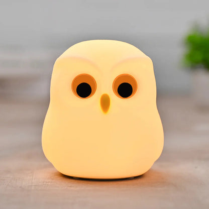 HootGlow: Adorable Owl LED Night Lamp with Rechargeable Battery for Cozy Bedroom Ambience & Gifting