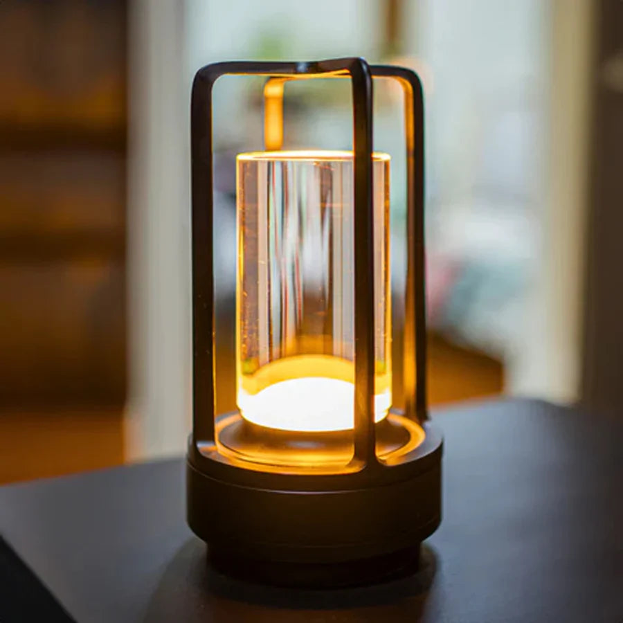 Elegance: Modern Crystal LED Table Lamp with Touch Control, 3-Color Stepless Dimming & Rechargeable Cordless Design for Home & Outdoor Décor