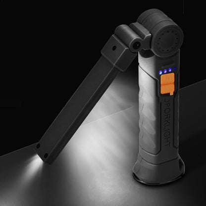 WorkLight: Rechargeable LED Work Light with Magnetic Base & 360° Folding Design, 5 Lighting Modes, Hook & Portable Torch for Car Repair, Camping & Emergency Use