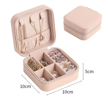 Pouch: Portable Travel Jewelry Organizer with PU Leather Zipper Case & Dividers for Rings, Earrings & Necklaces