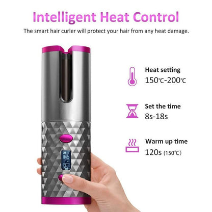 EasyCurl: Cordless Automatic Hair Curler with LCD Temperature Display, Fast Heating & USB-C Rechargeable for Salon-Quality Curls Anywhere