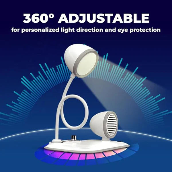 Zylo: 3-in-1 Desk Lamp with 15W Wireless Charger, 10W Bluetooth Speaker & Adjustable tactile Brightness Knob