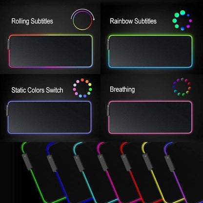 Phase: RGB LED Gaming Keyboard & Mouse Pad with Rollable Waterproof Surface, Large Size Nonslip LED Mat for Laptop, Desktop & Console Setups