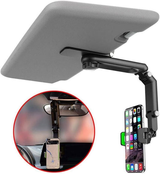 MultiHold: Rotatable & Retractable Car Phone Holder with 1080° Adjustable Clip for Dashboard & Sun Visor