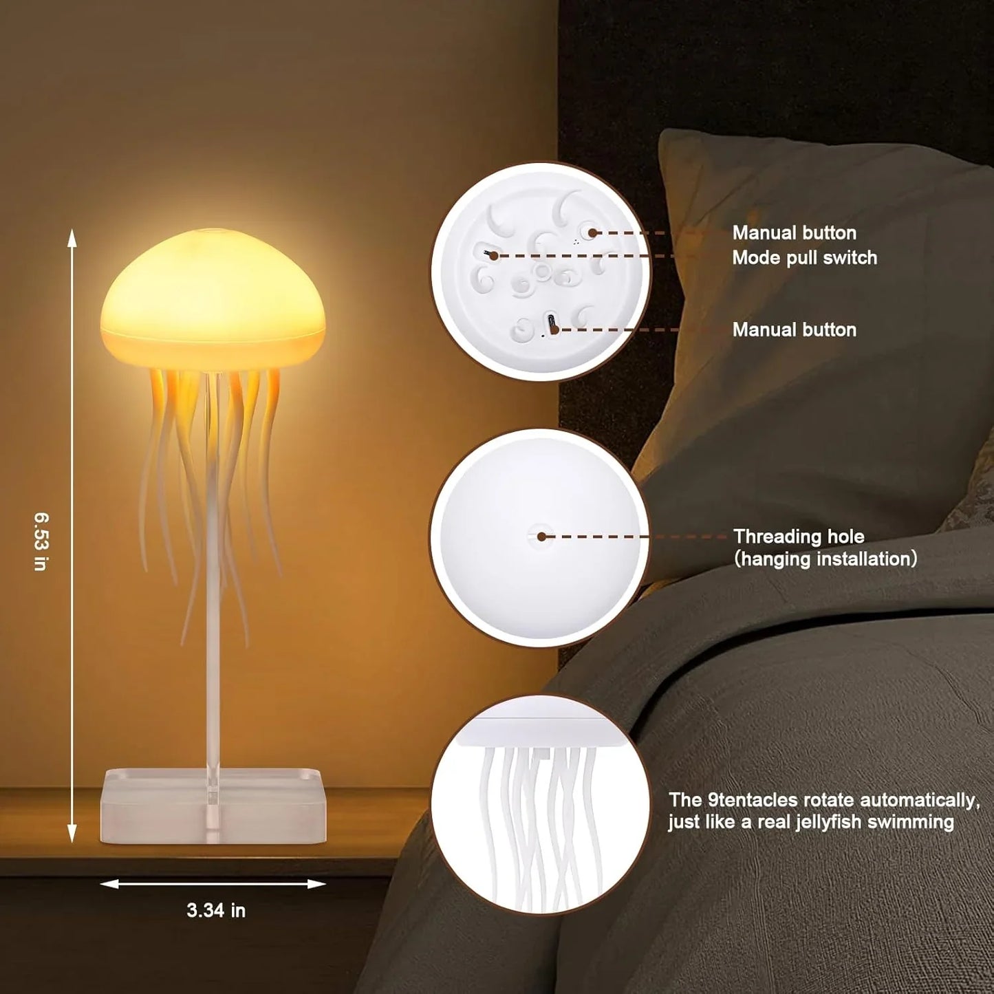 Jelly: Viral RGB Jellyfish Lamp with Voice Control, Dancing Legs & USB-C Rechargeable Design (Hanging + Base)