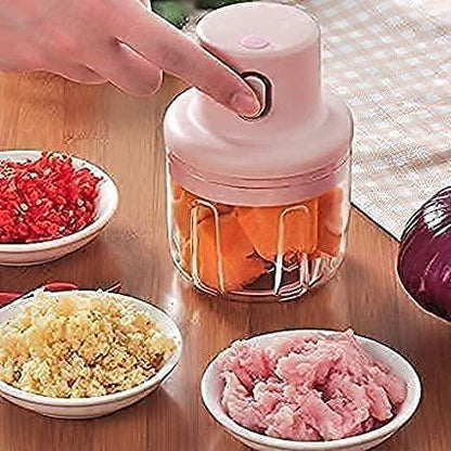 EZChop: Rechargeable Mini Electric Chopper for Vegetables, Fruits & Garlic with USB Charging & Portable Food Processor Design