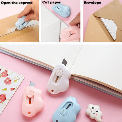 Pluffy: Mini Cloud Shape Box Cutter Knife Precision Blade for Unboxing, Art & Craft, Everyday Use with Keychain Hole (Pack of 2)