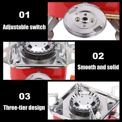 FlameX: Portable & Foldable Windproof Butane Camping Stove with High Heat Output for Outdoor Cooking, Hiking & Adventures