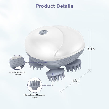 Relivo: Portable 3-Speed Scalp Massager with 96 Kneading Nodes, Handheld Head Massager for Relaxation, Stress Relief & Hair Growth Support