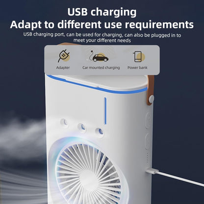 Breezo: Rechargeable Dual-Fan Air Cooler with Mist Spray – High Power Oscillating Mini AC with Remote, USB-C Charging, RGB Lights & Cold Air Blower for Home & Travel